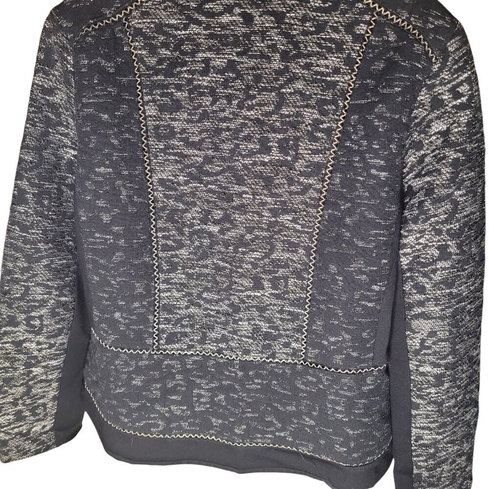 Chico's Black Tweek Jacket Zip Up Gold Hardware Lined Sz 2 - Picture 3 of 6
